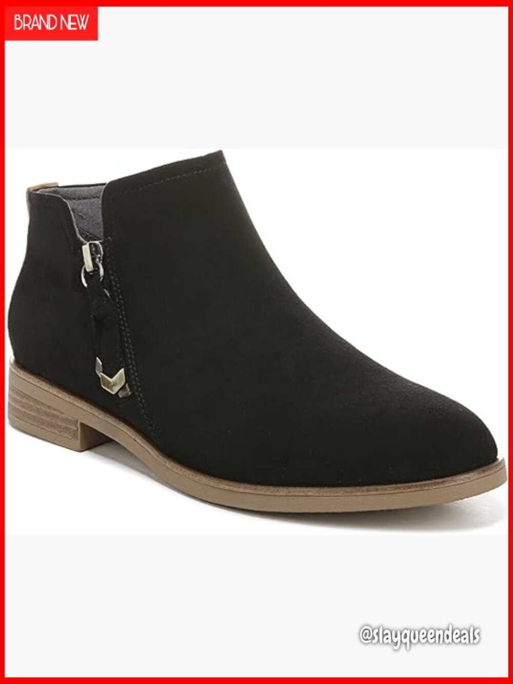 Faux Suede Ankle Booties with 1 Inch Heel, Side Zipper, Recycled Materials